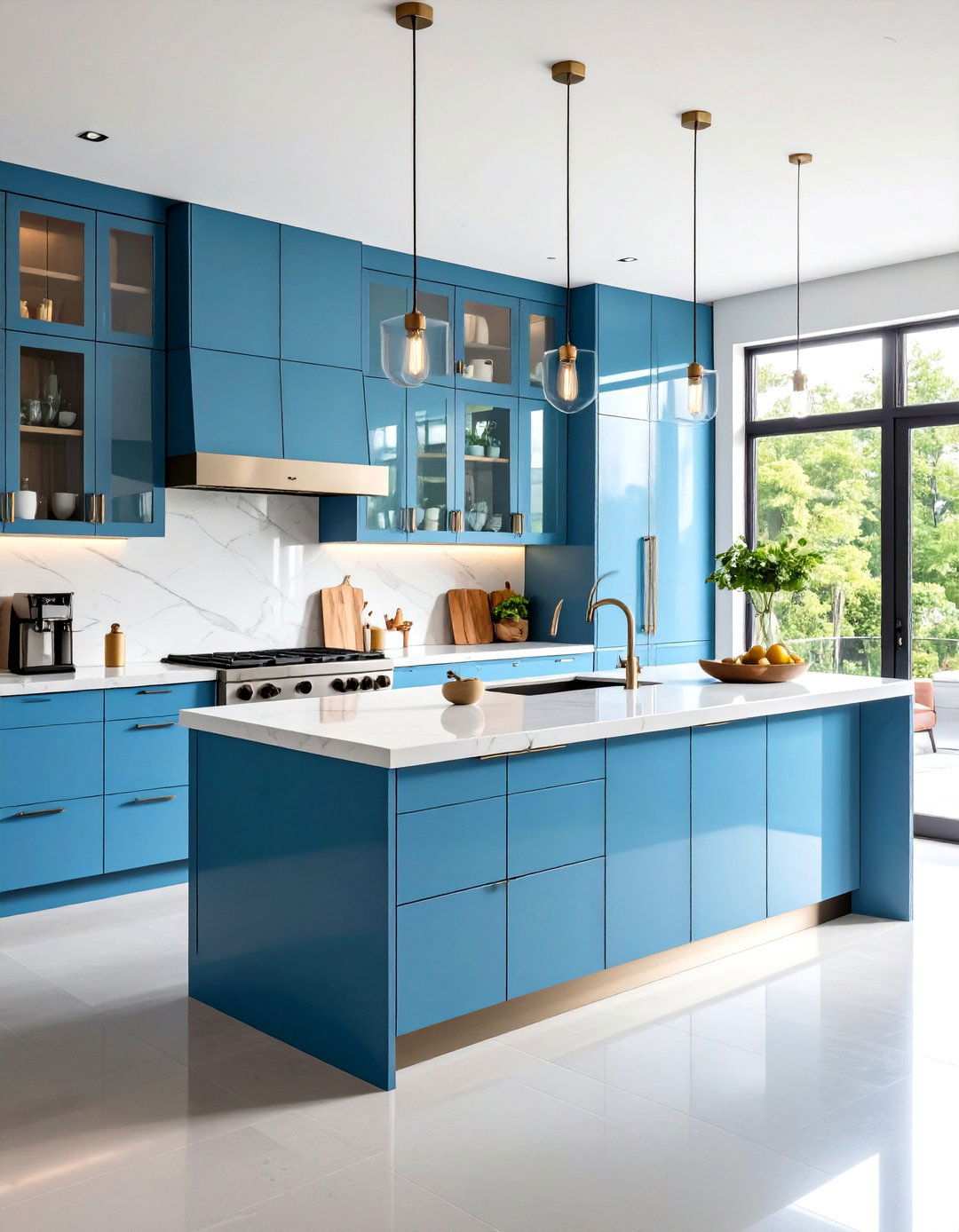 Colored Glass Accent Pieces - 24 Modern Style Glass Kitchen Cabinets
