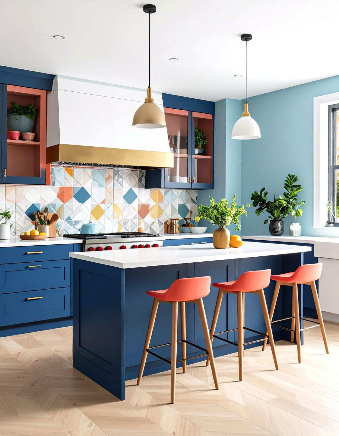 Colorful Accent Integration - 24 Kitchen With White Appliances Ideas