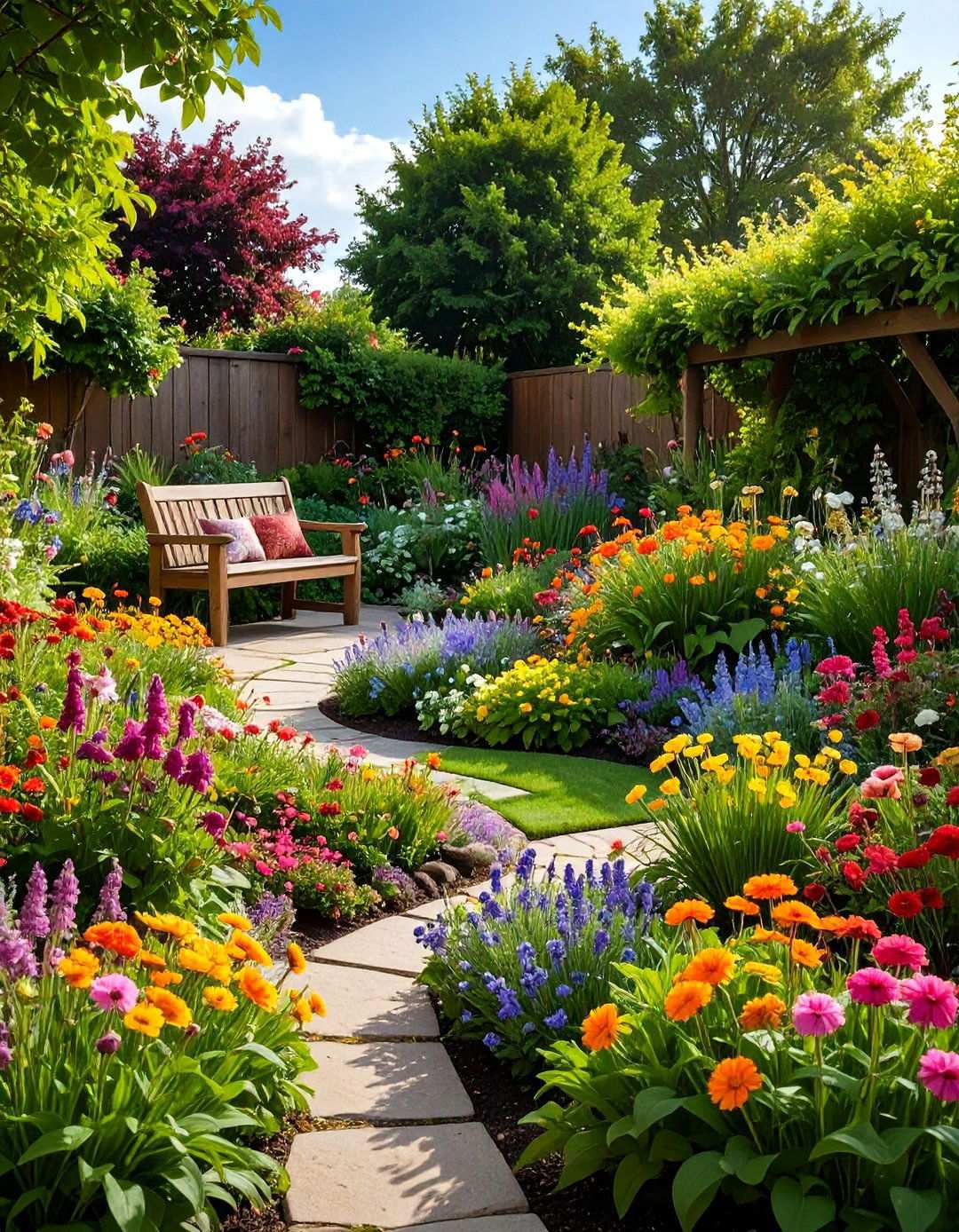 Colorful Cottage Border Display - 24 Small Walled Garden Ideas