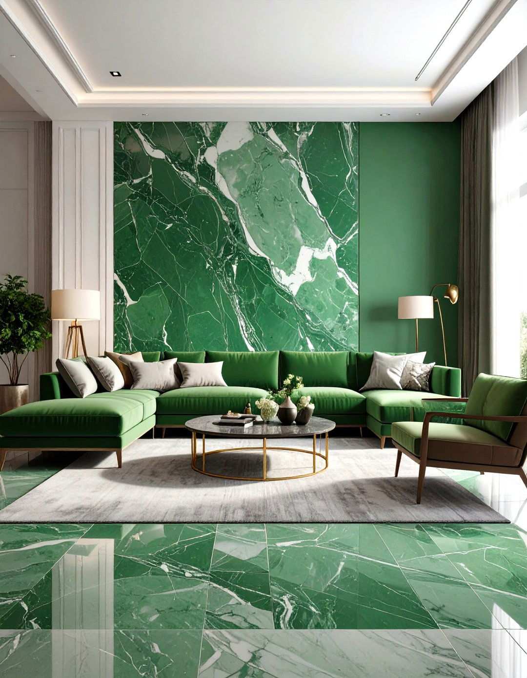 Colorful Marble Statement Design - 24 Marble Floor Living Room Ideas