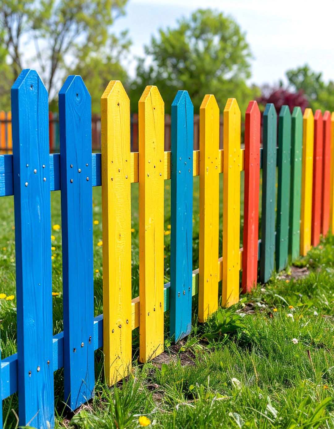Colorful Painted Pallet Fence - 24 Pallet Fence Ideas