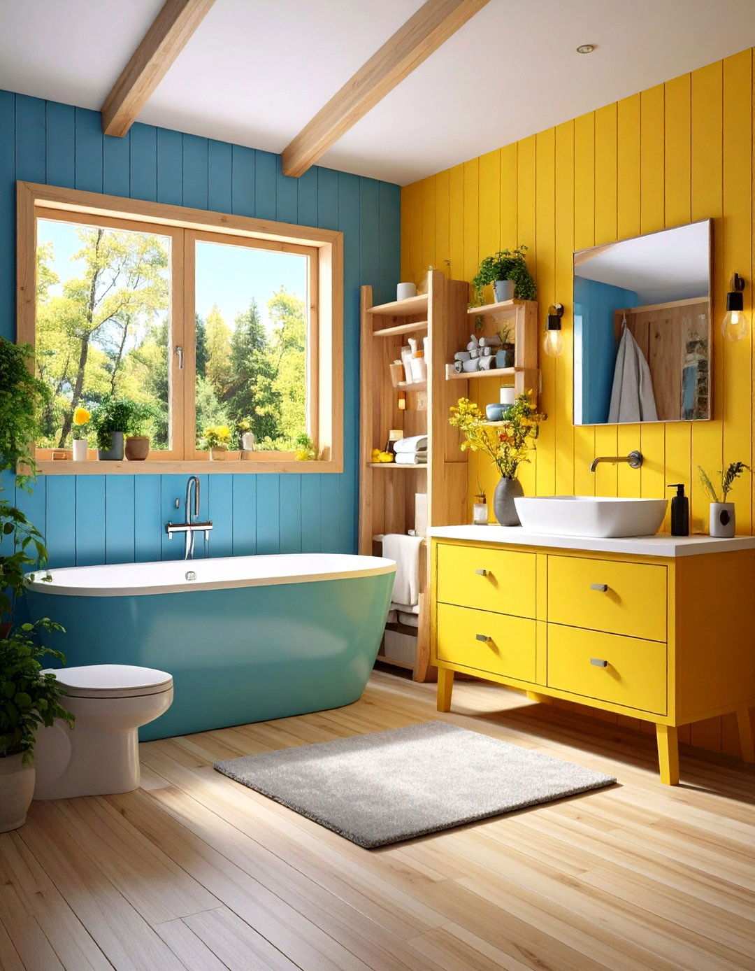 Compact Bathroom with Space Saving Fixtures - 24 One Room Cabin Interior Design Ideas