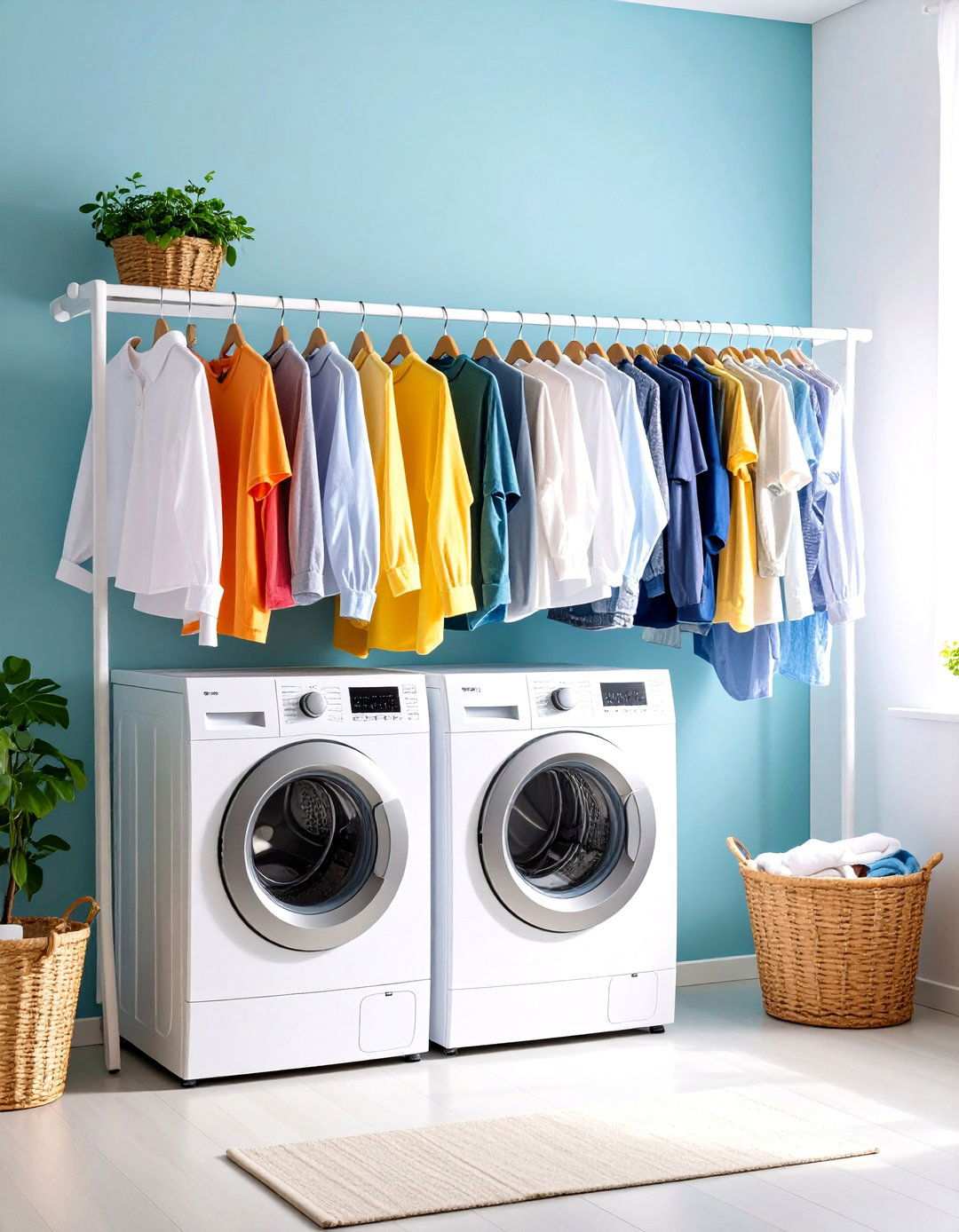 Compact Drying Rack Integration - 24 Small Laundry Room Ideas With a Top Load Washing Machine