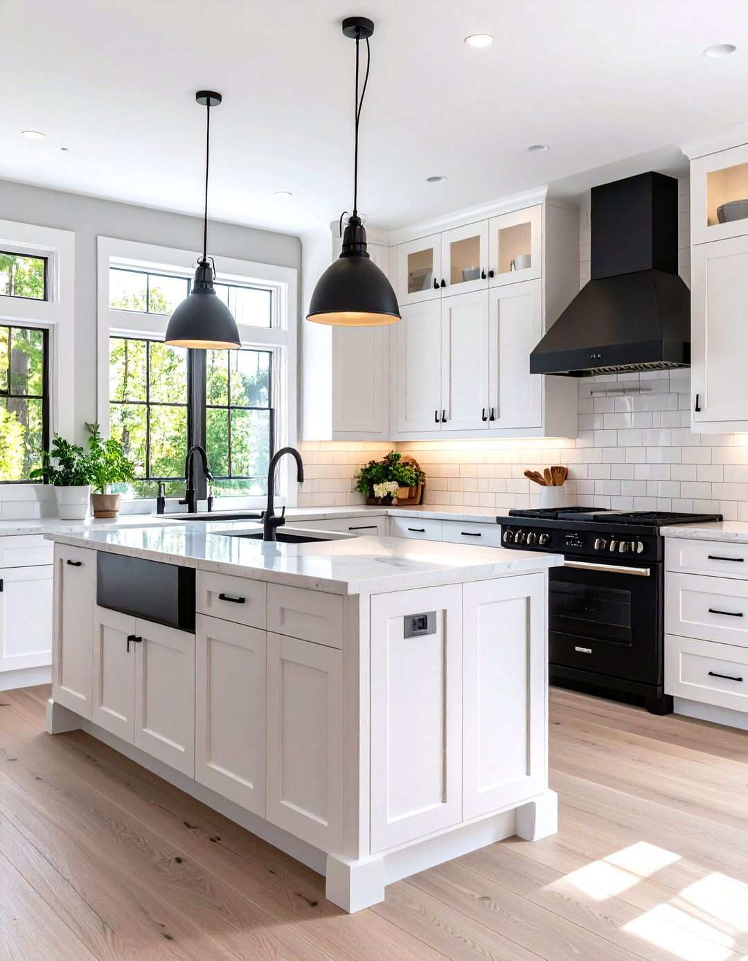 Compact Galley Efficiency - 24 White Kitchen with Black Appliances Ideas