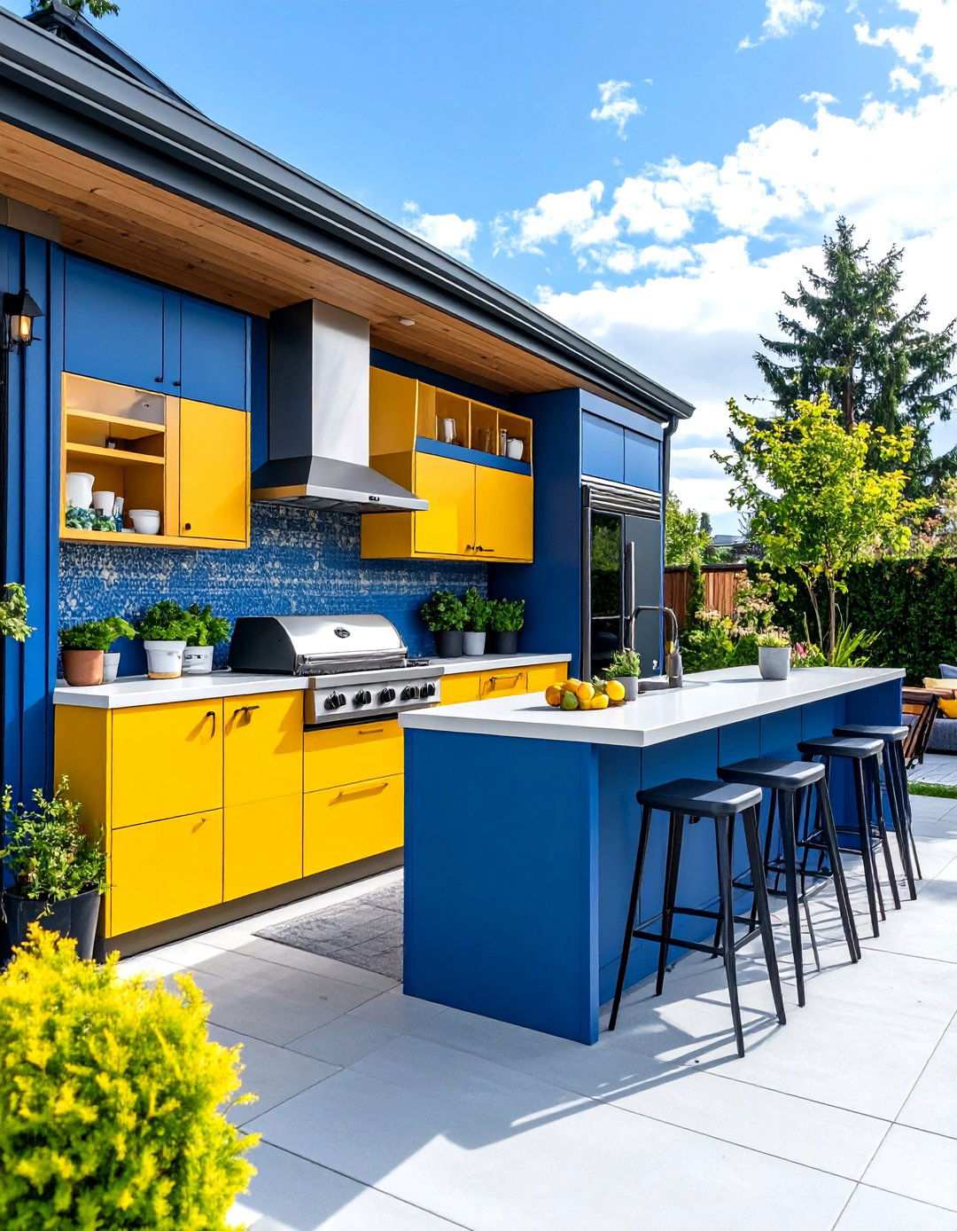 Compact Patio Outdoor Kitchen with Space Saving Design - 24 Outdoor Kitchen Designs