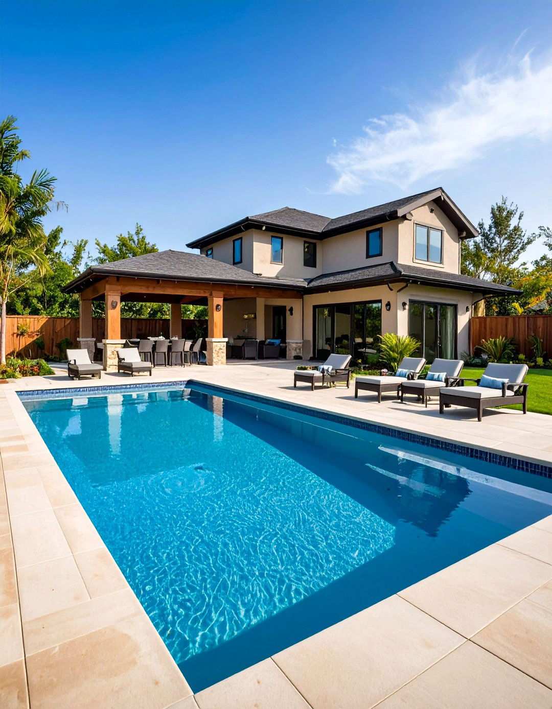 Compact Resort Style Pool Design - 24 Small Inground Pool Ideas