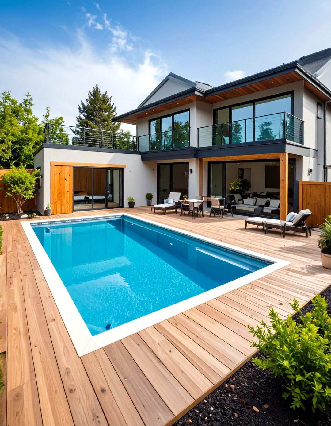 Compact Space Optimization - 24 Rectangle Pool With Hot Tub