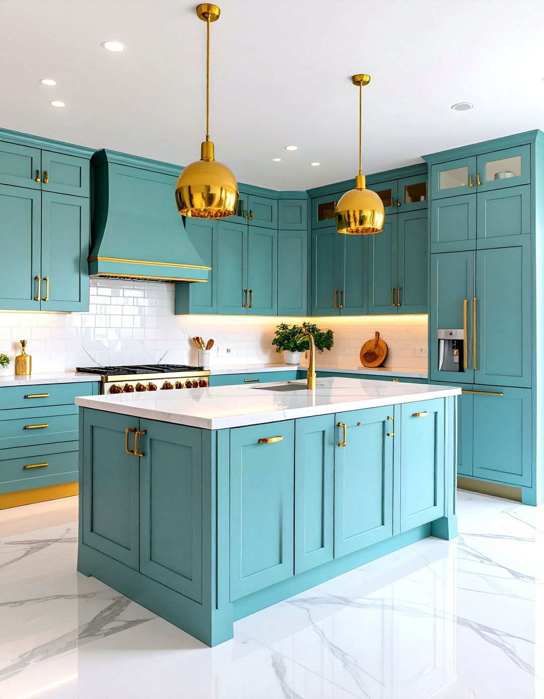 Compact White and Gold Kitchen Design - 24 White and Gold Kitchen Ideas