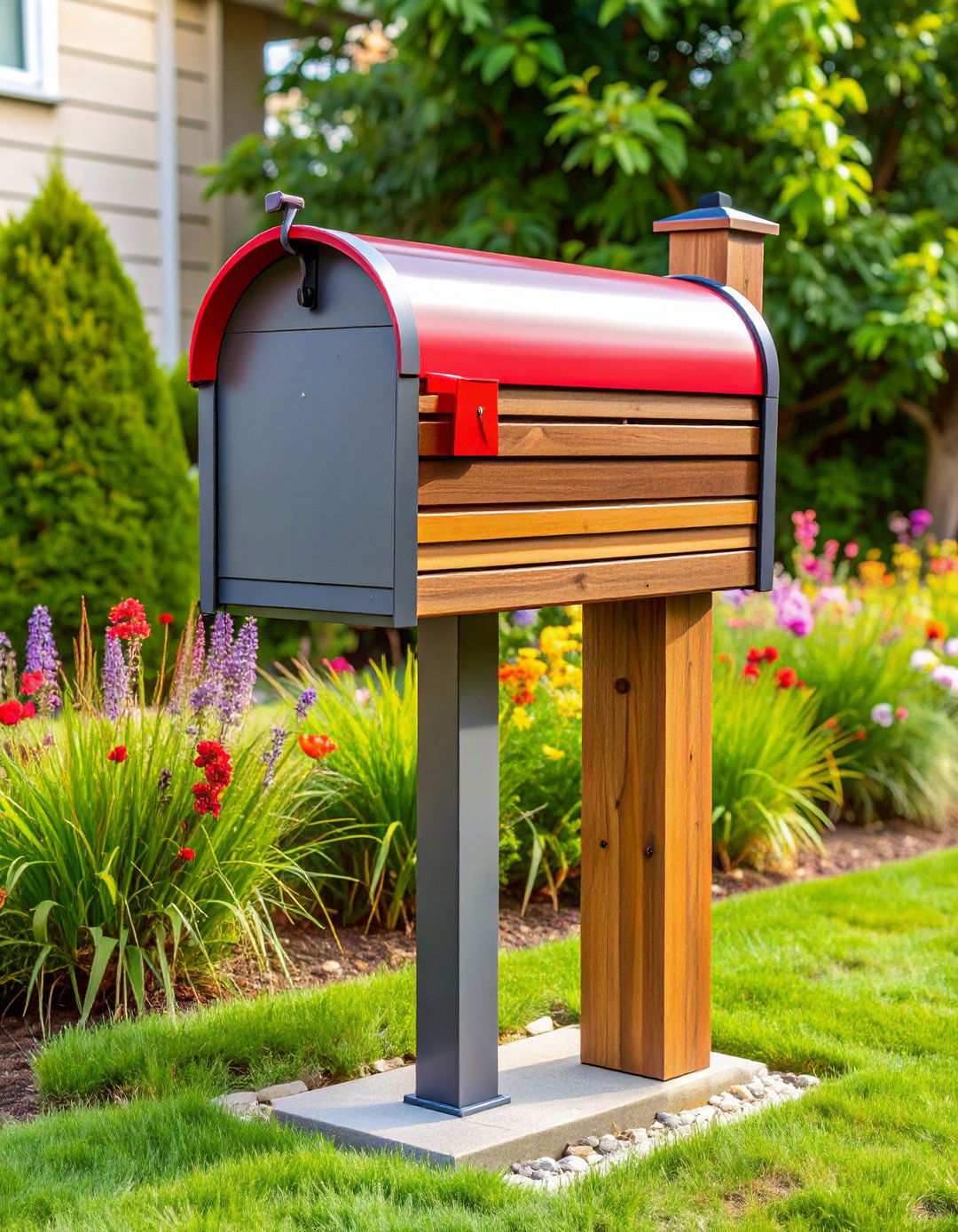 Composite Wood Horizontal Slats - 24 Mailbox Post Ideas
