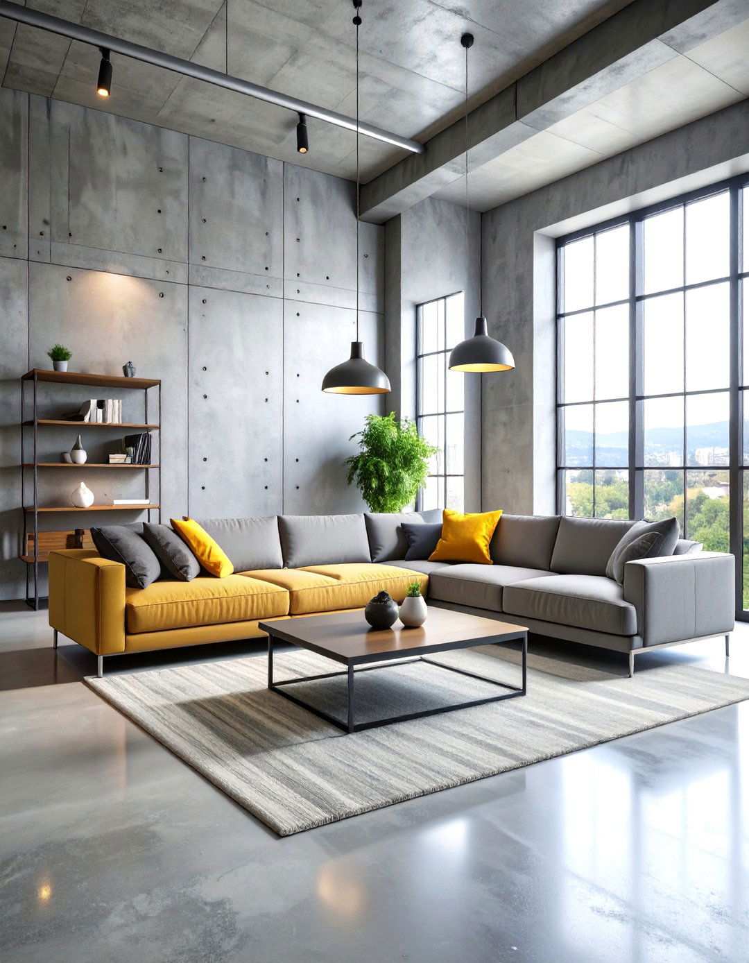 Concrete and Steel Modern Living Room - 24 Men's Living Room Ideas