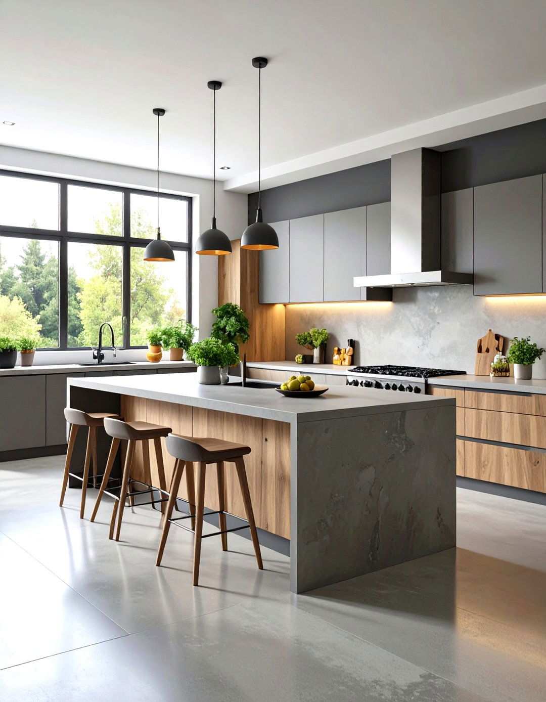 Concrete Backsplash with Modern Minimalism - 24 Kitchen Backsplash Ideas