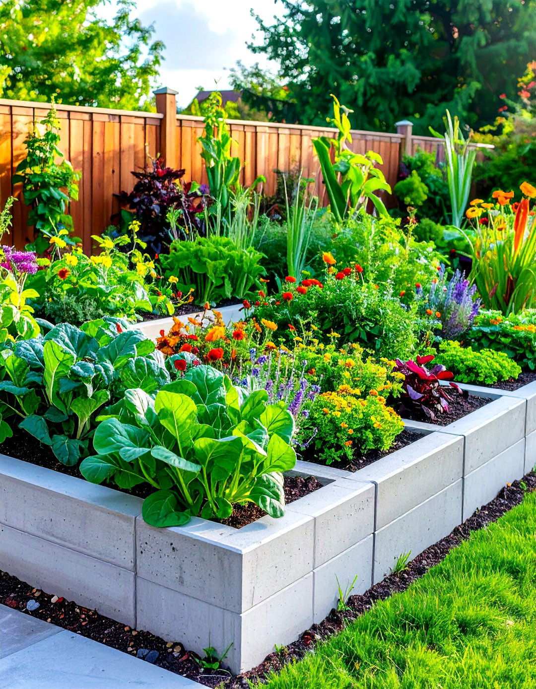 Concrete Block Border Beds - 24 Inexpensive Raised Garden Bed Ideas