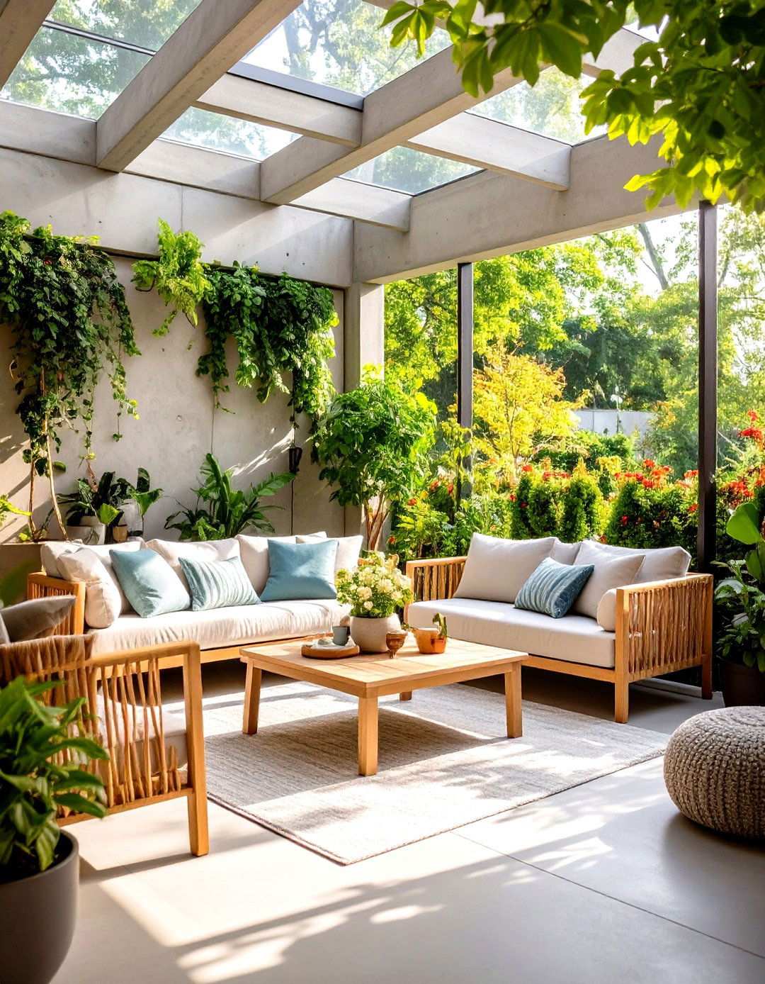 Concrete Block Privacy Wall Sunroom - 24 Mid-century Modern Sunroom Ideas