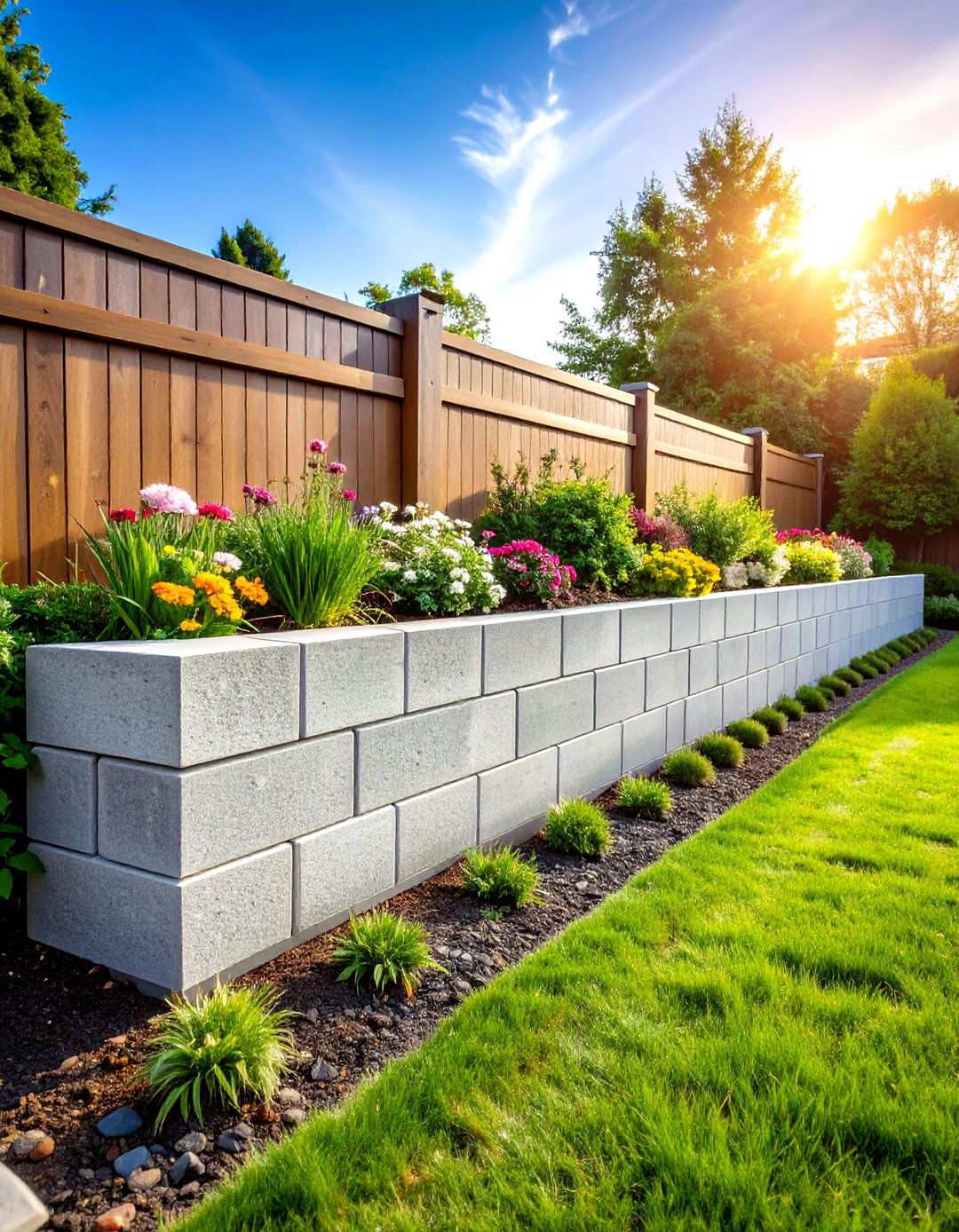 Concrete Cinder Block Retaining Wall - 24 Inexpensive Retaining Wall Ideas