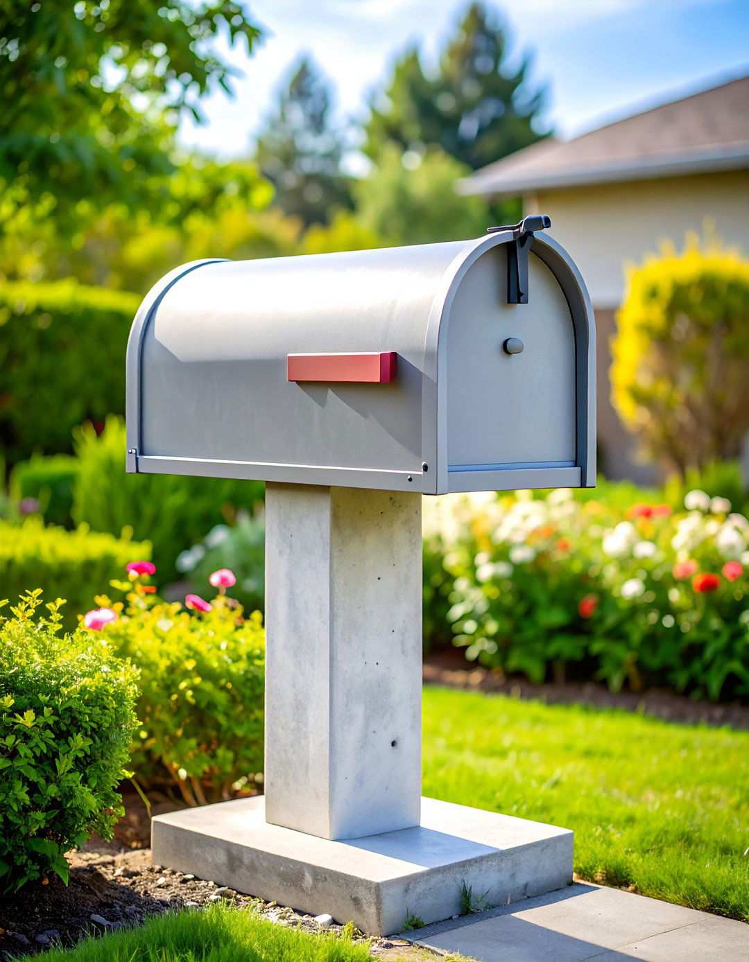 Concrete Contemporary Geometric - 24 Mailbox Post Ideas