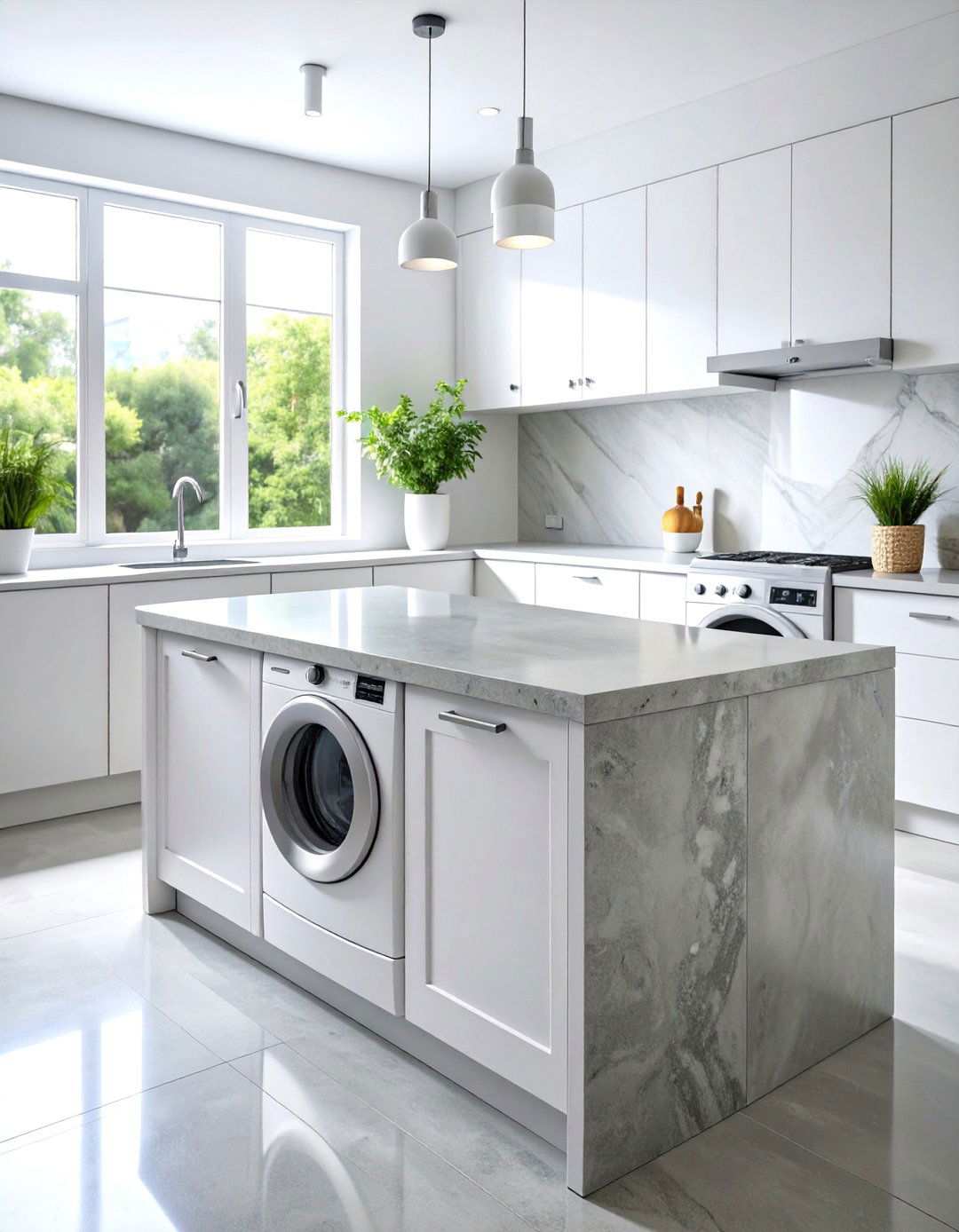 Concrete Industrial Countertop - 24 Laundry Room Countertop Ideas