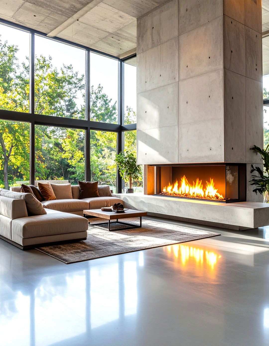 Concrete Linear Fireplace Designs - 24 linear fireplace ideas