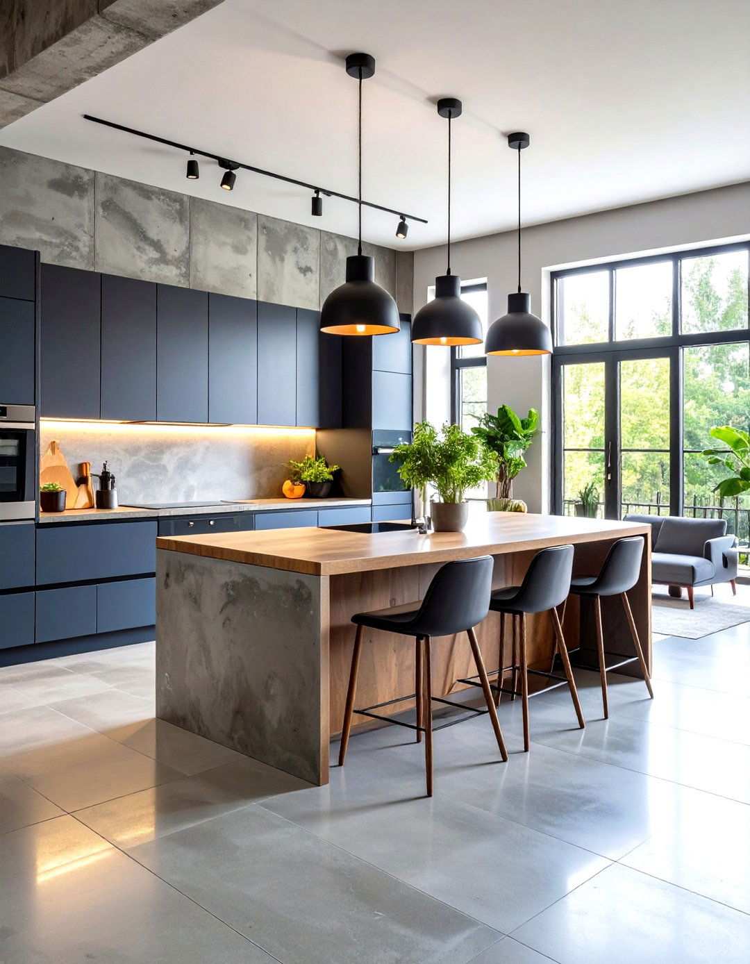Concrete Look Porcelain Geometric - 24 Modern Kitchen Backsplash Ideas