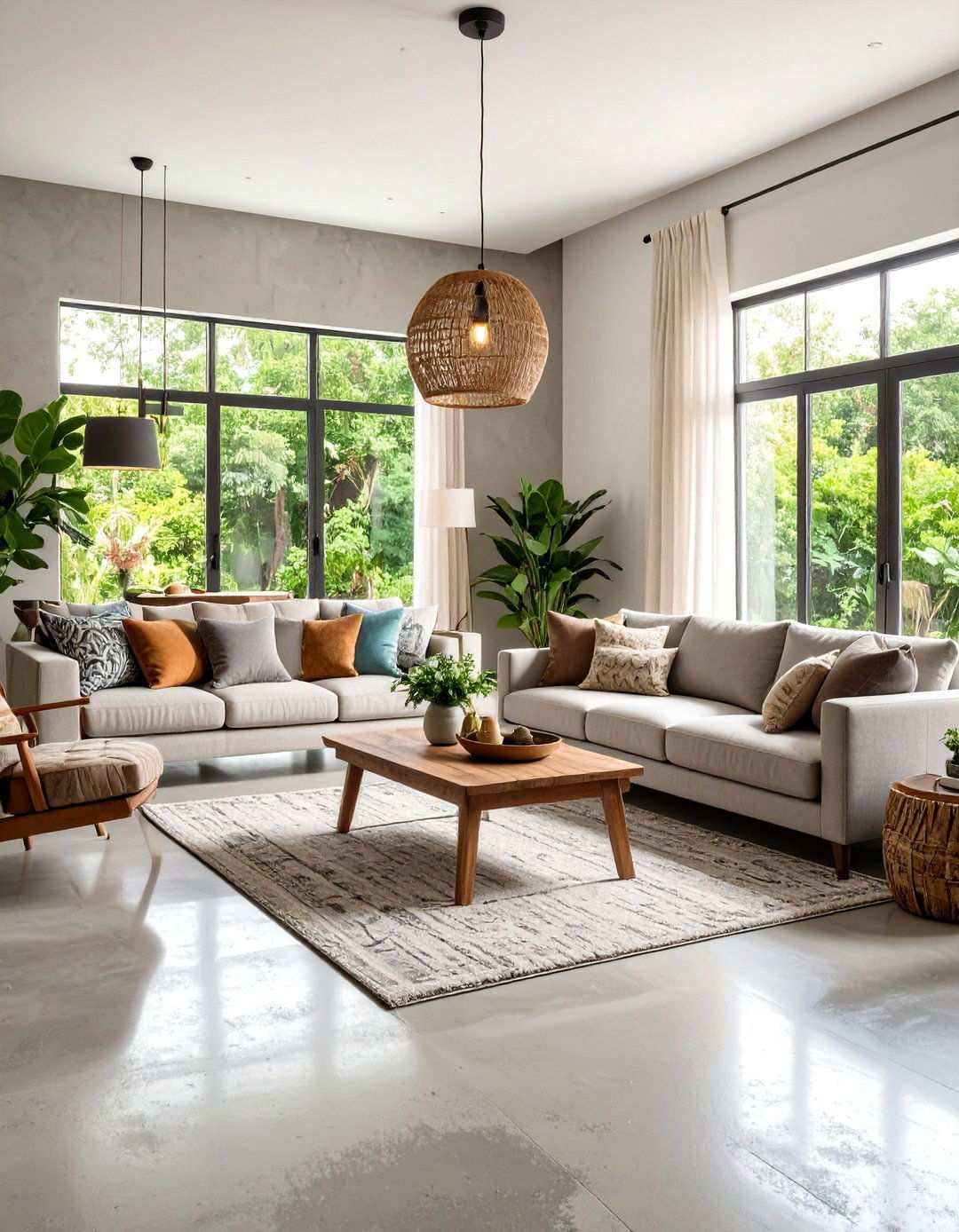 Concrete Maintenance Rustic Balance - 24 Rustic Concrete Floor Living Room Ideas