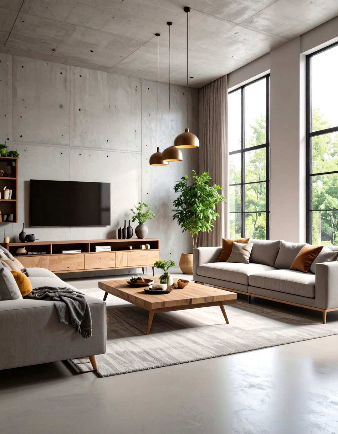 Concrete Panel TV Feature Wall - 24 Tv Accent Wall Ideas