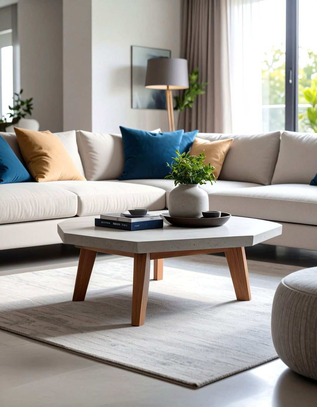Concrete Side Table Elements - 24 Industrial Living Room Ideas