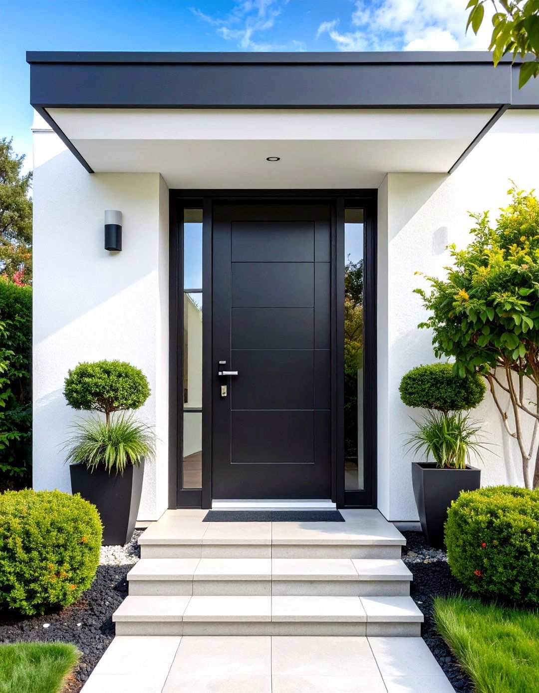 Contemporary Black Flush Mount Design - 24 White House Ideas With Black Doors