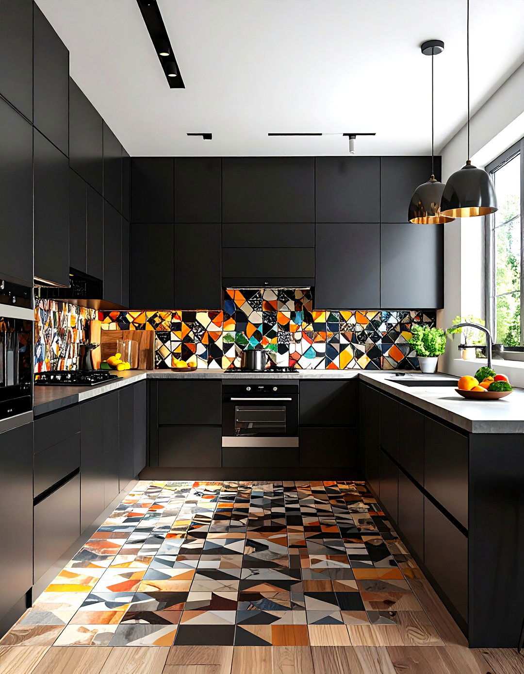 Contemporary Black Mosaic Backsplash - 24 Kitchen With Black Backsplash
