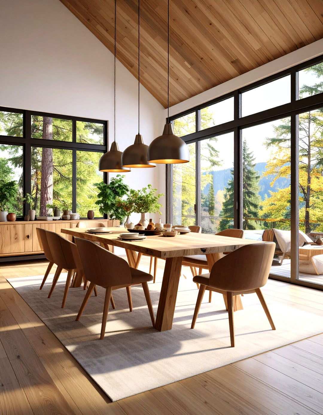 Contemporary Cabin Dining Room - 24 Log Cabin Interior Design Ideas