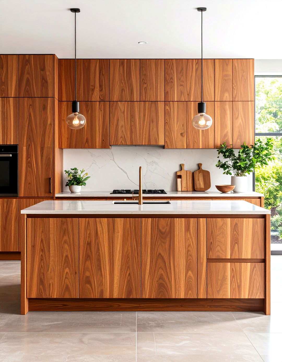 Contemporary Cherry Flat Panel Cabinets - 24 Natural Cherry Kitchen Cabinets