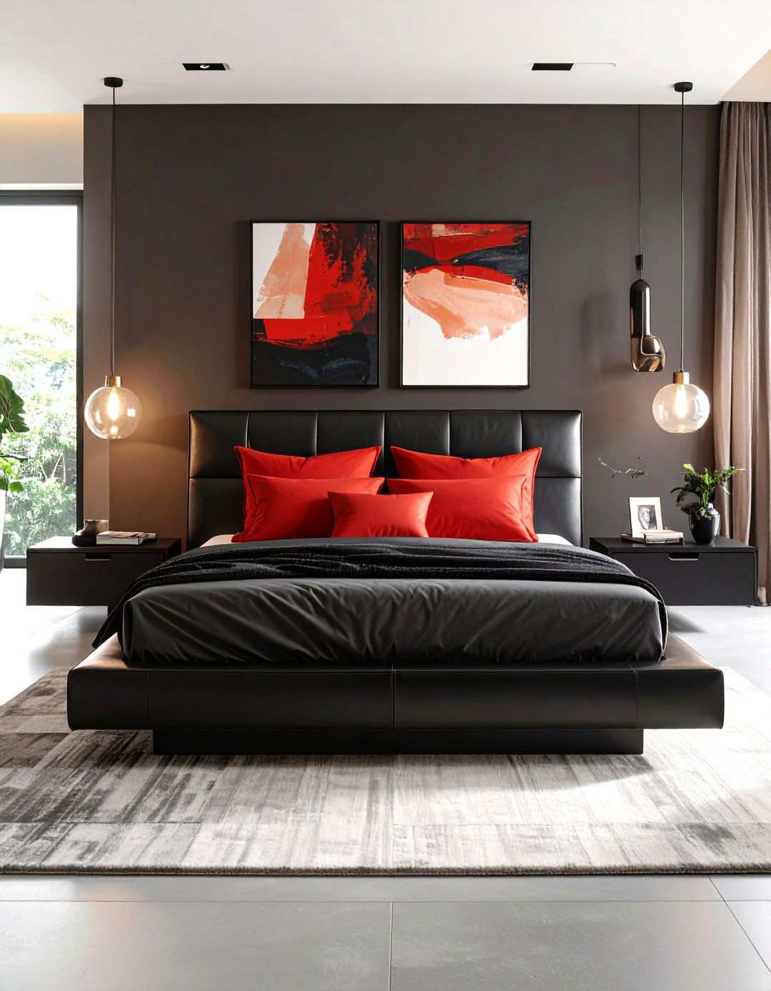 Contemporary Chic Bedroom Design - 24 Red and Black Bedroom Ideas