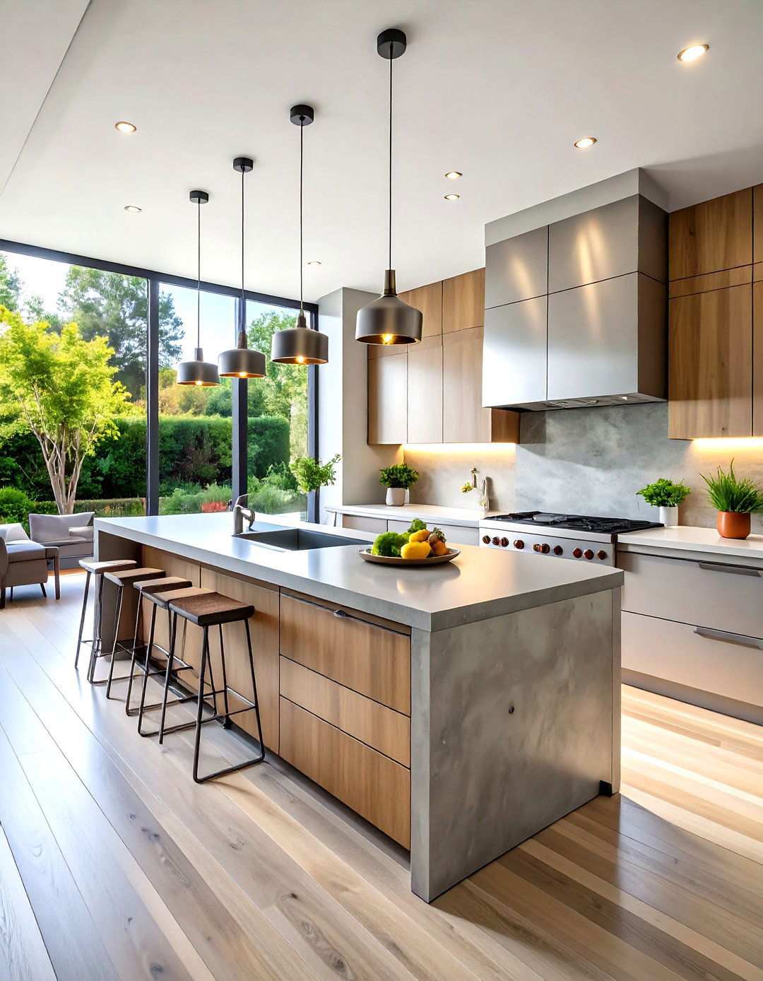 Contemporary Concrete and Steel Kitchen Design - 24 Summer Kitchen Ideas