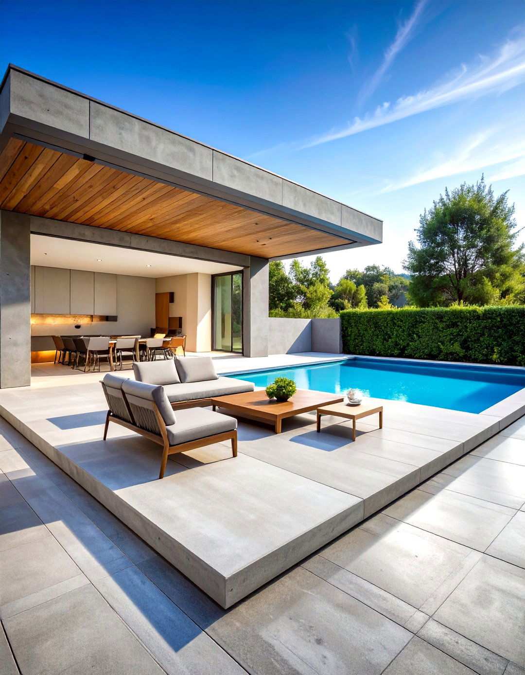 Contemporary Concrete Slab Pool Deck - 24 Pavers Around Pool Ideas