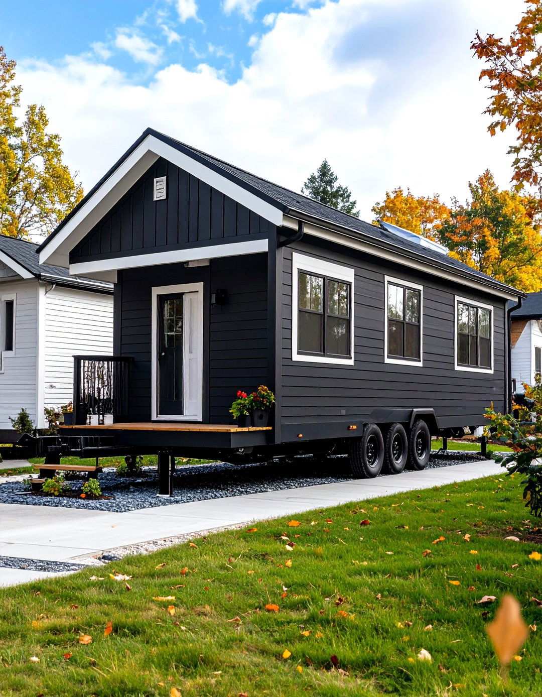 Contemporary Dark Bold Finishes - 24 Mobile Home Siding Design Ideas