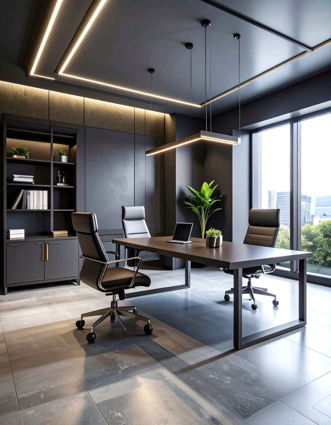 Contemporary Dark Office - 24 Home Office Ideas for Him
