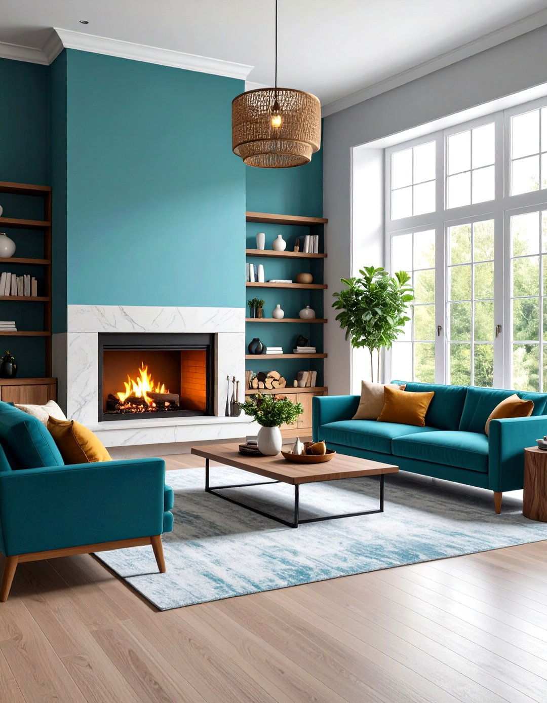 Contemporary Fireplace Living Room Focal Point - 24 Townhouse Interior Design Ideas