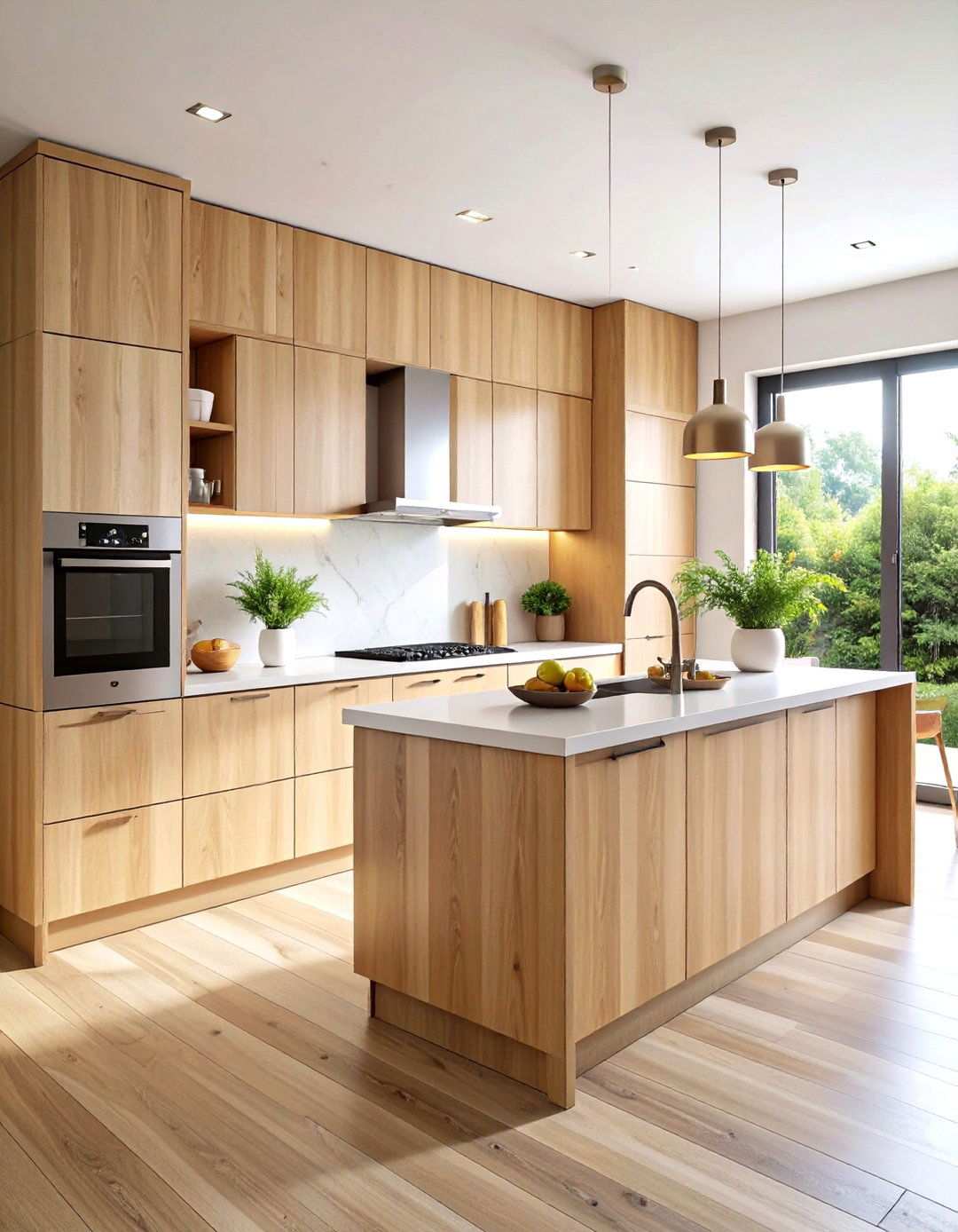 Contemporary Flat Panel Kitchen - 24 Kitchens With Light Wood Cabinets
