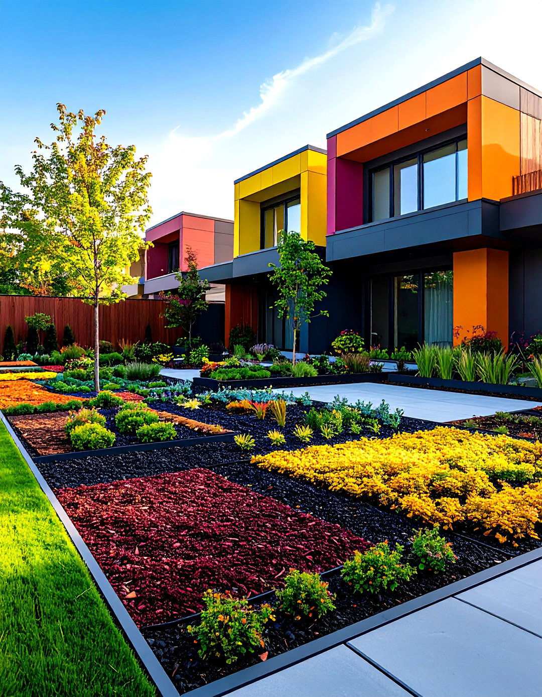 Contemporary Geometric Mulch Patterns - 24 mulch patio ideas