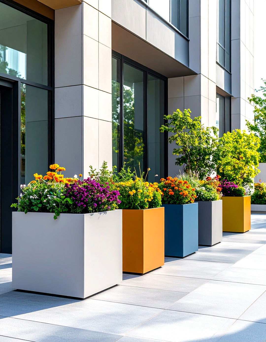 Contemporary Geometric Planters - 24 Spring Front Door Decor Ideas