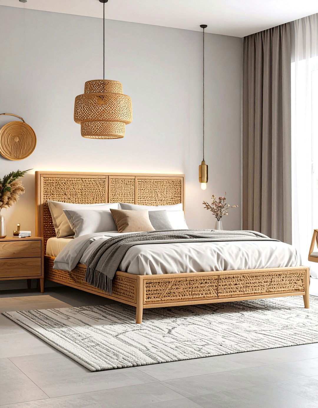 Contemporary Geometric Rattan Wardrobe - 24 rattan bedroom furniture ideas