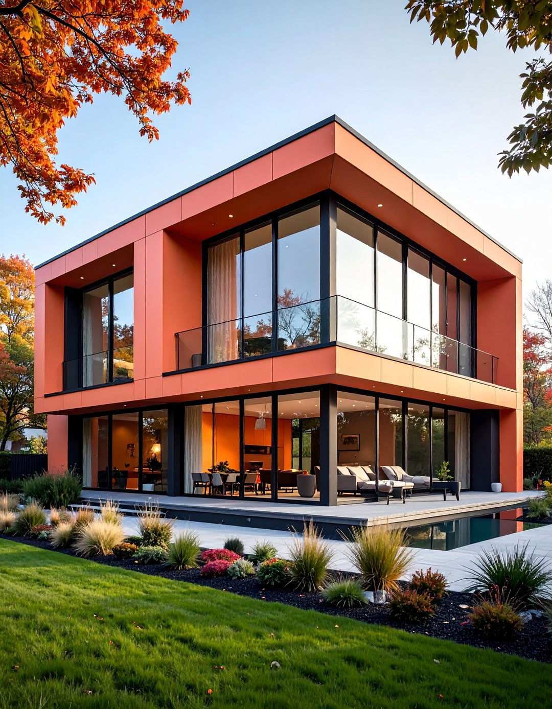 Contemporary Geometric Salmon Block - 24 Pink House Exterior Ideas