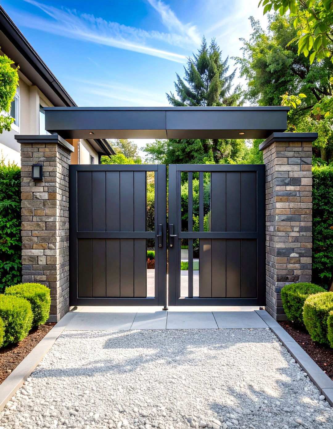 Contemporary Geometric Steel Privacy Gates - 24 Metal Garden Gate Ideas