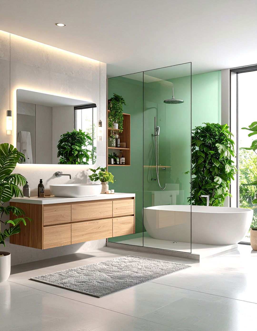 Contemporary Glass and Green Transparency - 24 Pink and Green Bathroom Design Ideas