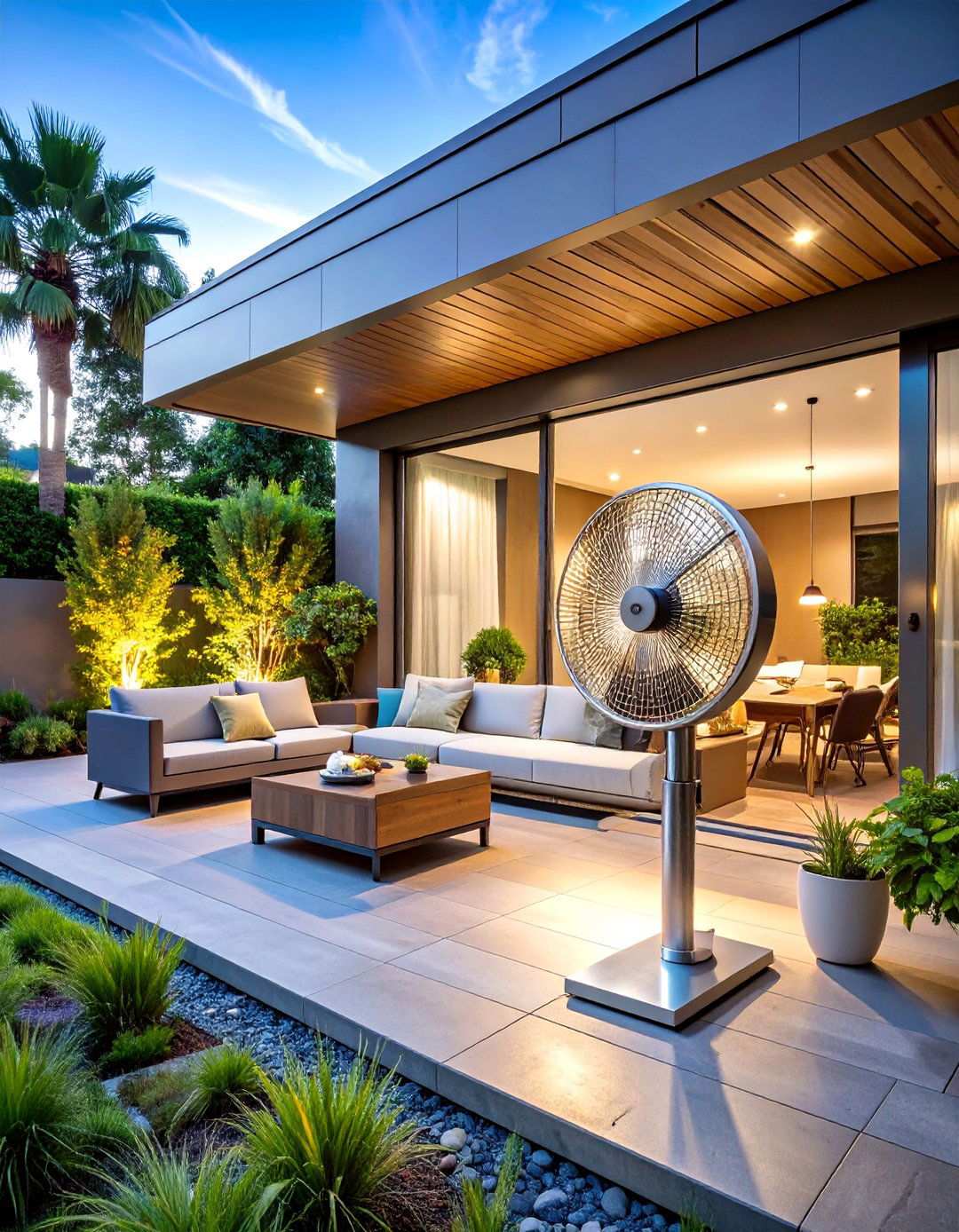 Contemporary Glass Blade Patio Fan with LED Integration - 24 Patio Fan Ideas