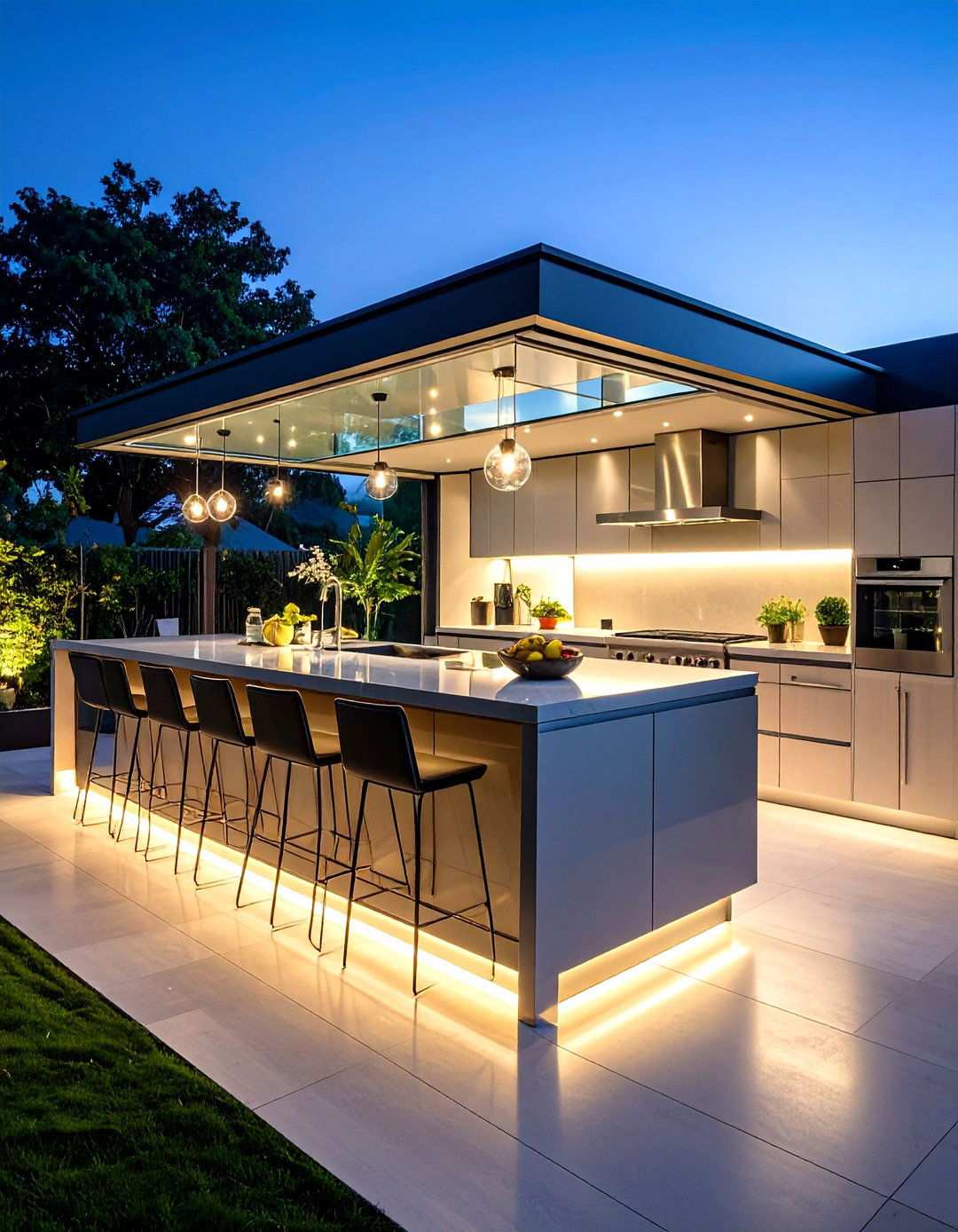 Contemporary Glass Island - 24 Outdoor Kitchen Island Ideas