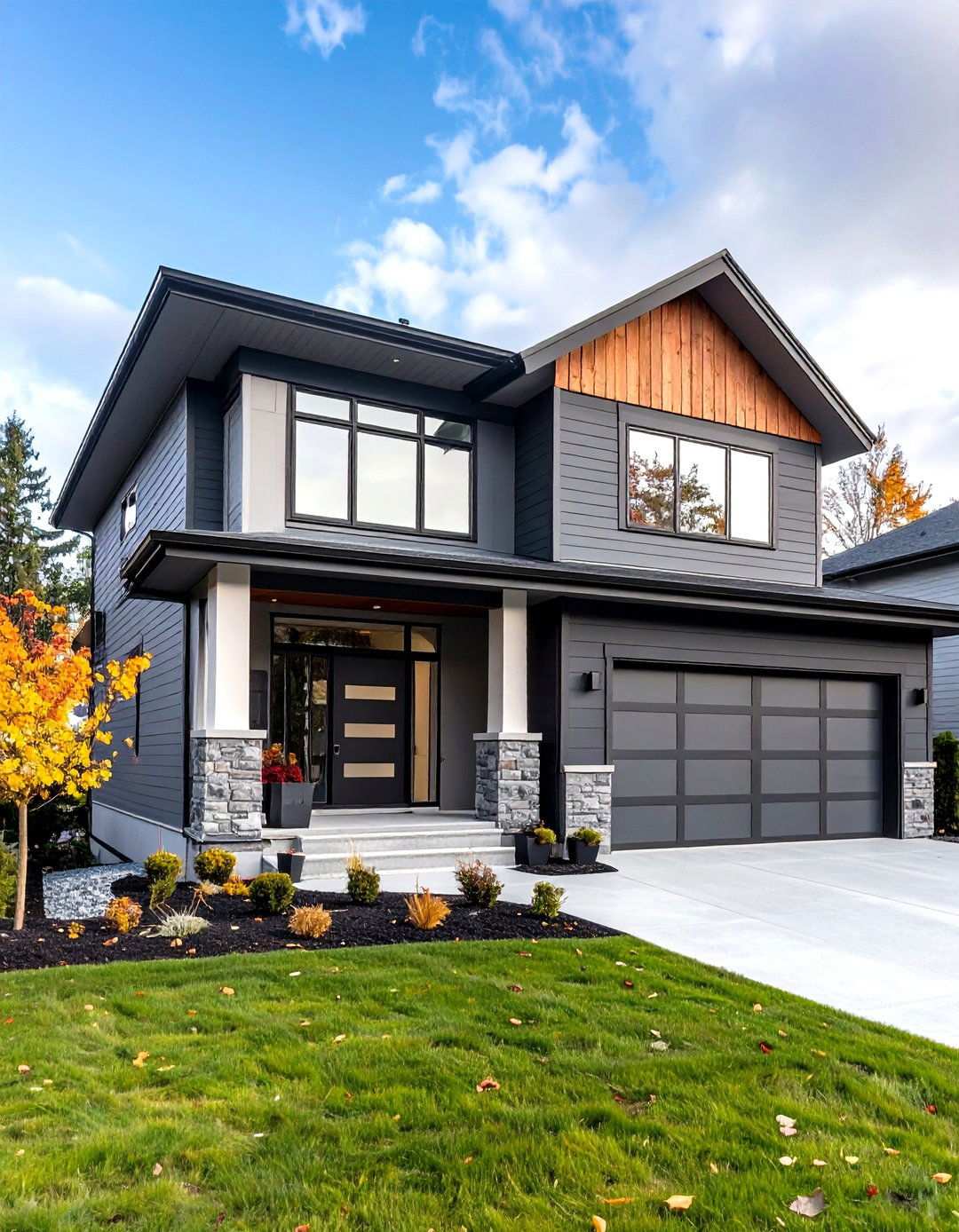 Contemporary Gray Tone Sophistication - 24 Two-tone Siding Designs
