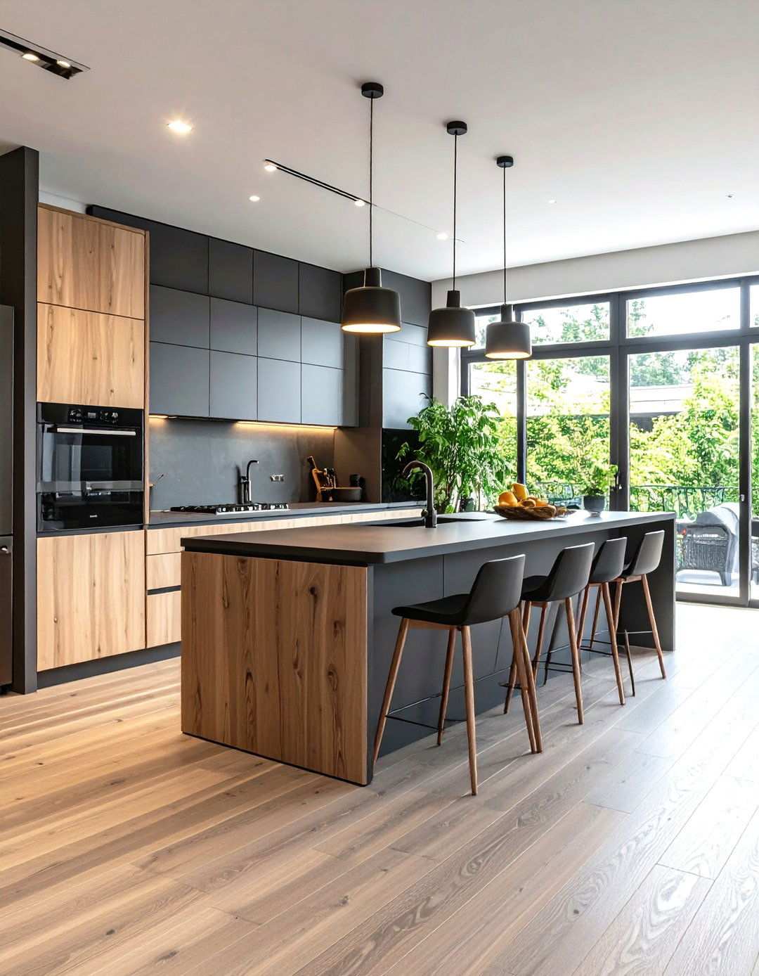 Contemporary Grey Bamboo Floor Kitchen - 24 Kitchens With Grey Floors