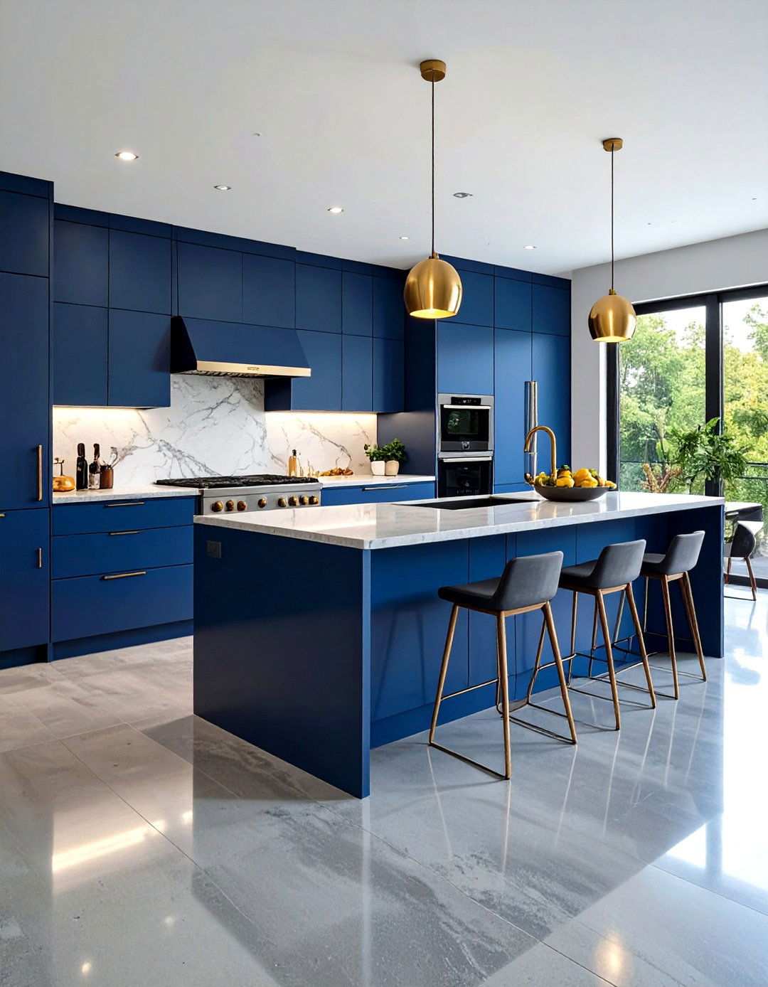 Contemporary Grey Polished Concrete Floor Kitchen - 24 Kitchens With Grey Floors