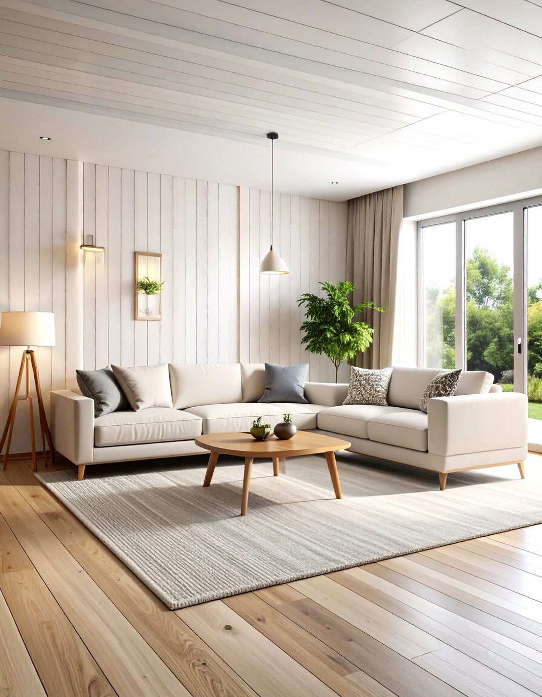 Contemporary Horizontal Shiplap Lines - 24 Shiplap Living Room Ideas