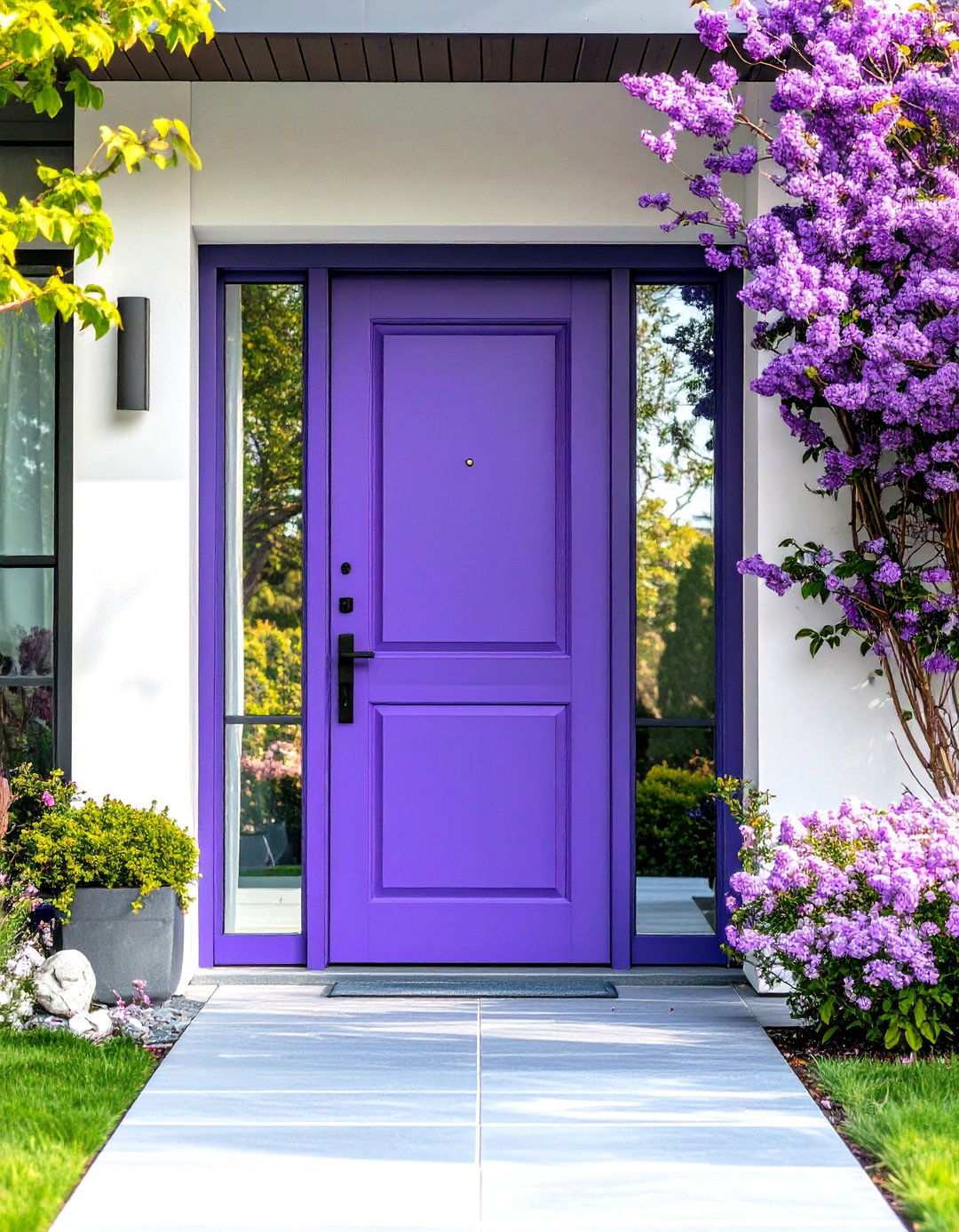 Contemporary Lavender Door with Glass Panels - 24 Lavender Front Door Ideas