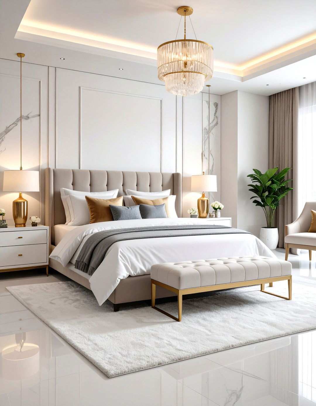 Contemporary Luxury White Bedroom - 24 White Bedroom Ideas